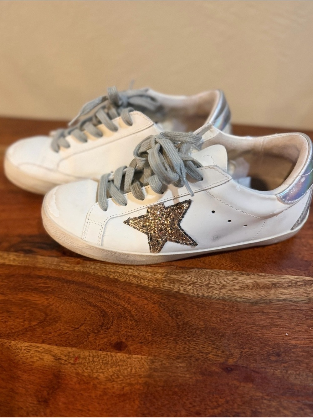 Golden Goose Superstar Sneakers Size 38 White Silver Glitter Star Sneakers 🔥